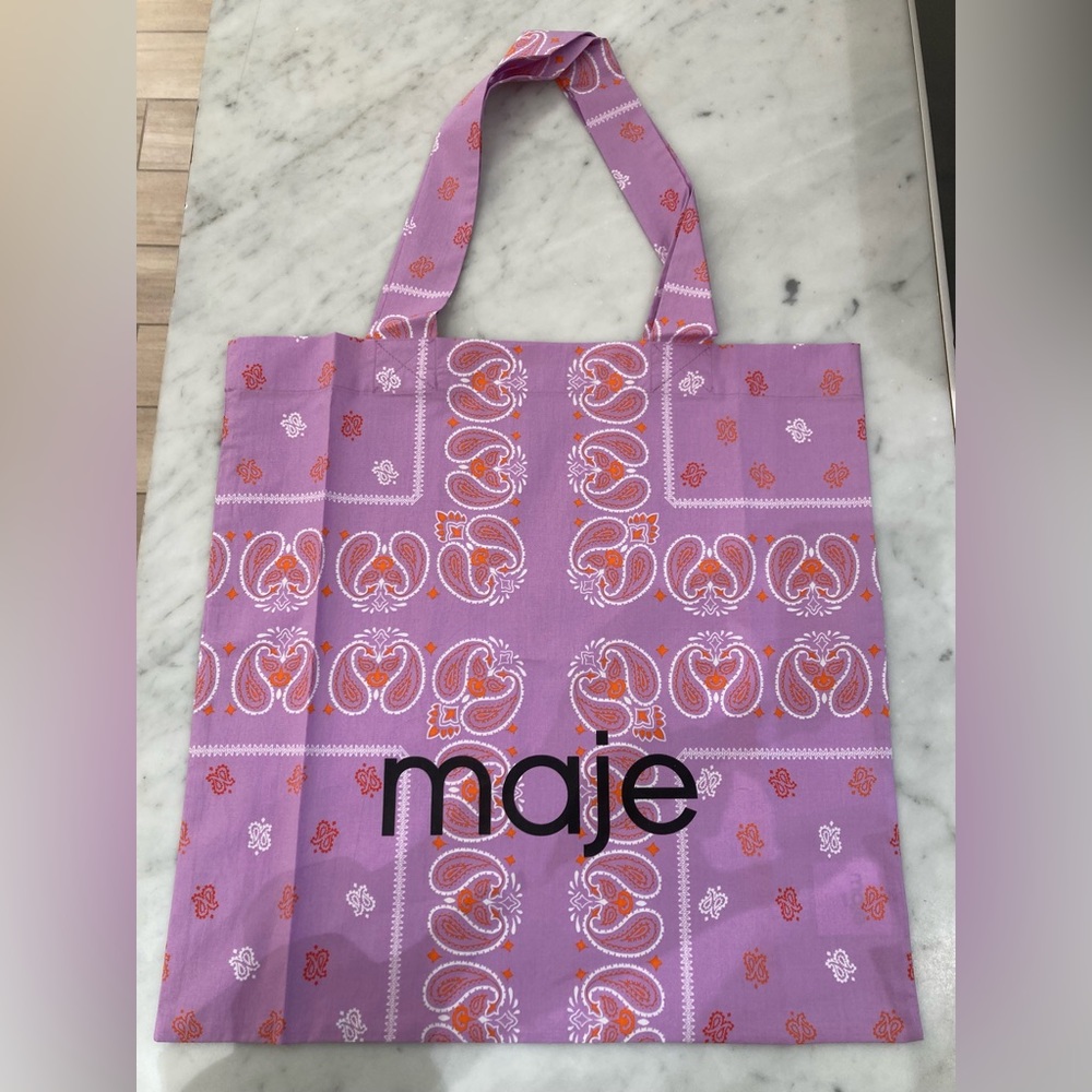 NWOT MAJE x ELIOU LIMITED EDITION BOHEMIAN PRINT PURPLE COTTON TOTE BAG